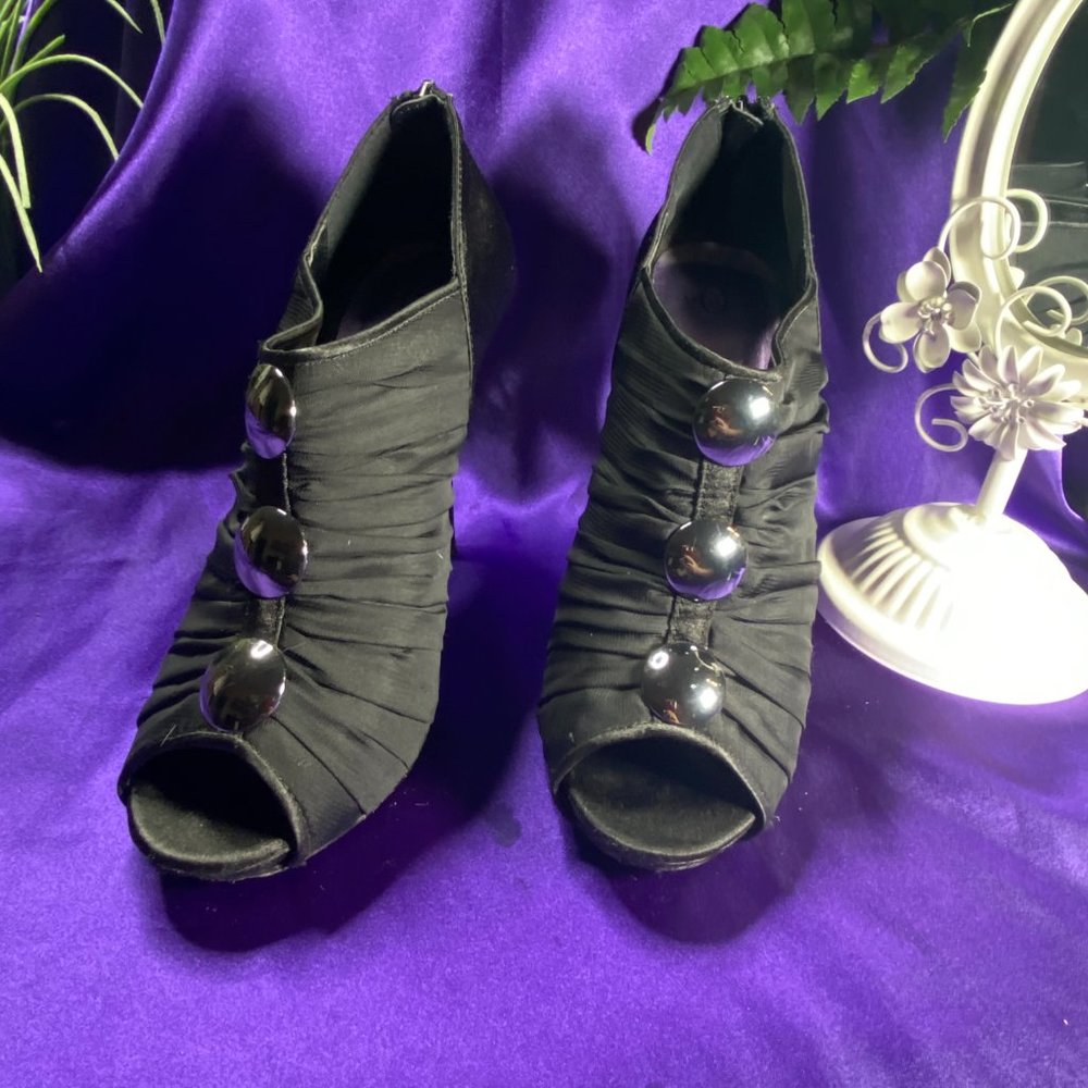 📌Joey Open Toe Black High Heel Pumps - Picture 2 of 14